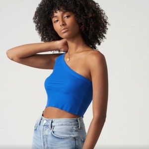 Wsly ribbed blue crop tank